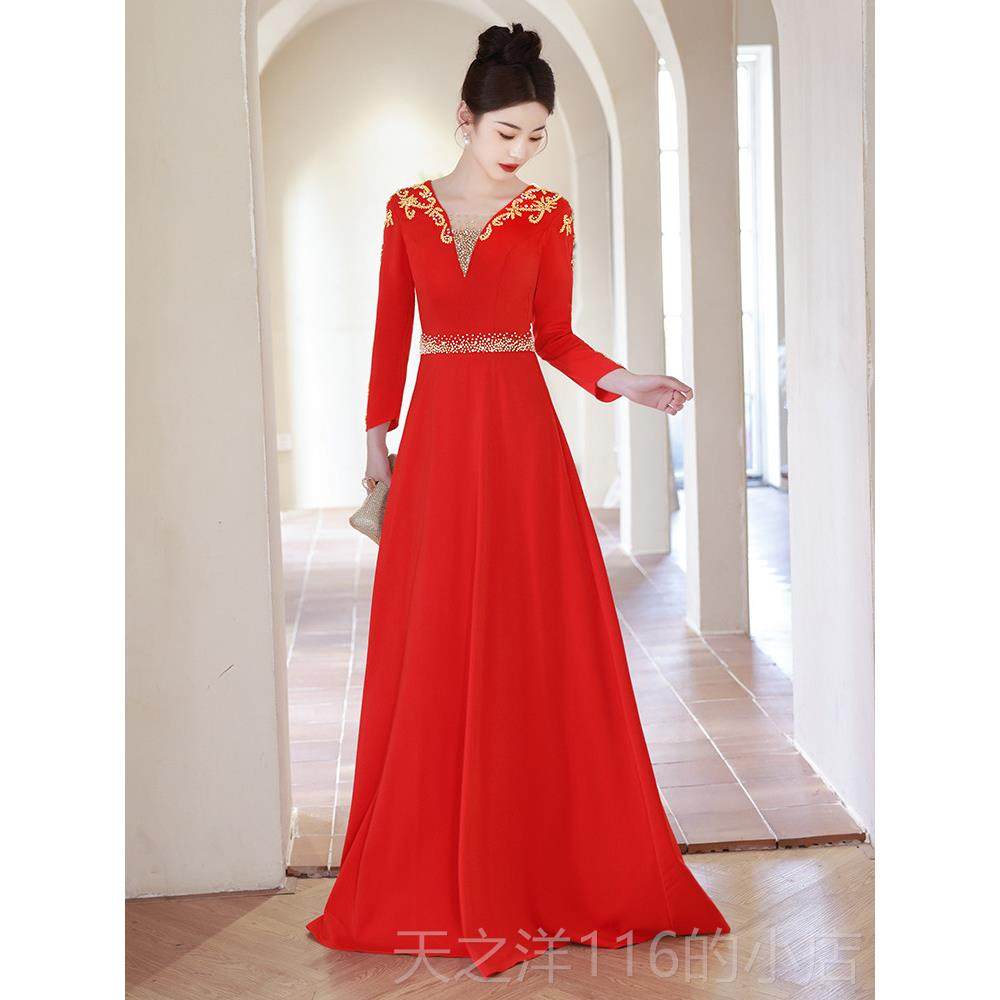 正品重型工业珠出饰装高端庄典雅长袖女红端晚装朗诵独奏演服装主,淘宝优惠券,粉丝福利购,淘宝优惠卷