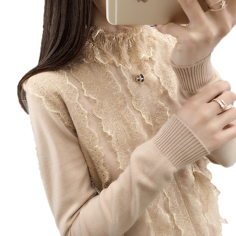 很仙的毛衣洋气百搭好看时尚蕾丝潮 流苏妮毛针织衫