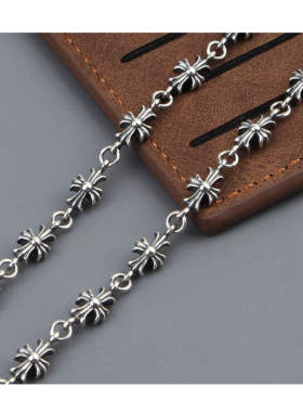 s925纯银饰品复古宫廷罗马数字皇冠十字架项链情侣圣诞礼物十字链