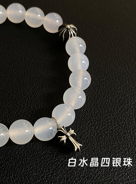 天然白玛瑙925银十字架