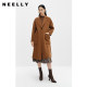 NEELLY shopping mall's same style one-button double-sided woolen coat for women with waist lace-up and temperament long woolen coat