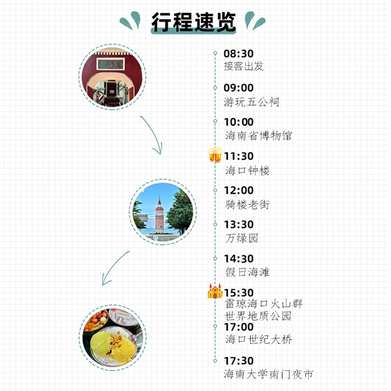 海口旅游一日游纯玩跟团五公祠海南省博骑楼街万绿园雷琼火山公园-图1