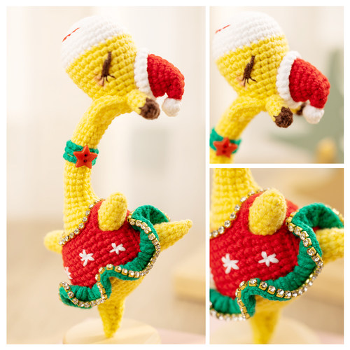 胖小森手作跳舞的小鹿玩偶圣诞diy手工钩针编织毛线牛奶棉材料包 - 图0