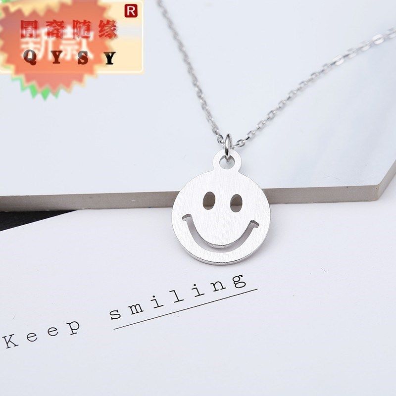 925纯银笑脸女微笑表情韩版吊坠 紫尚轩项链