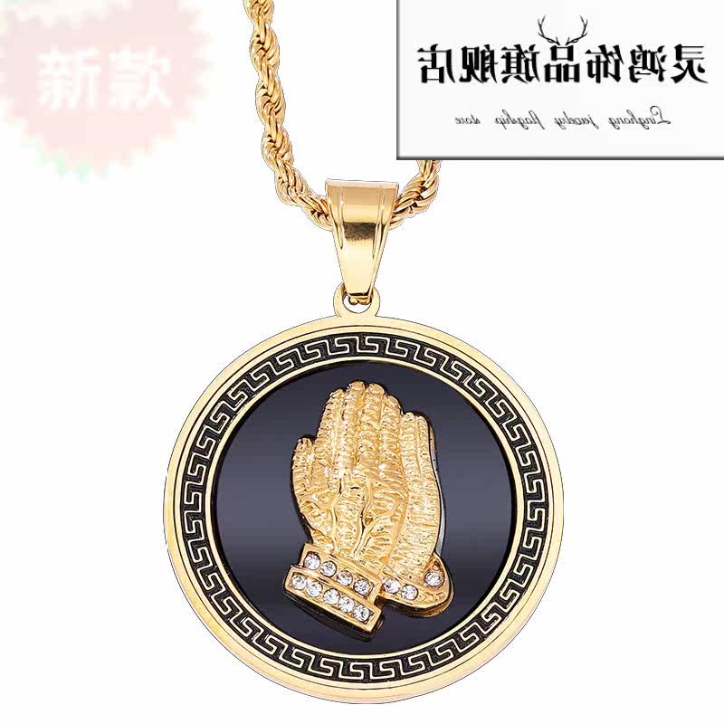 新款祈祷之手男潮牌钛钢ins潮卫衣 紫尚轩项链