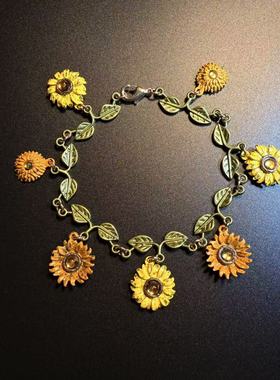 开花的橄榄 Vintage古着 Leafy Sun黄色雏菊手链