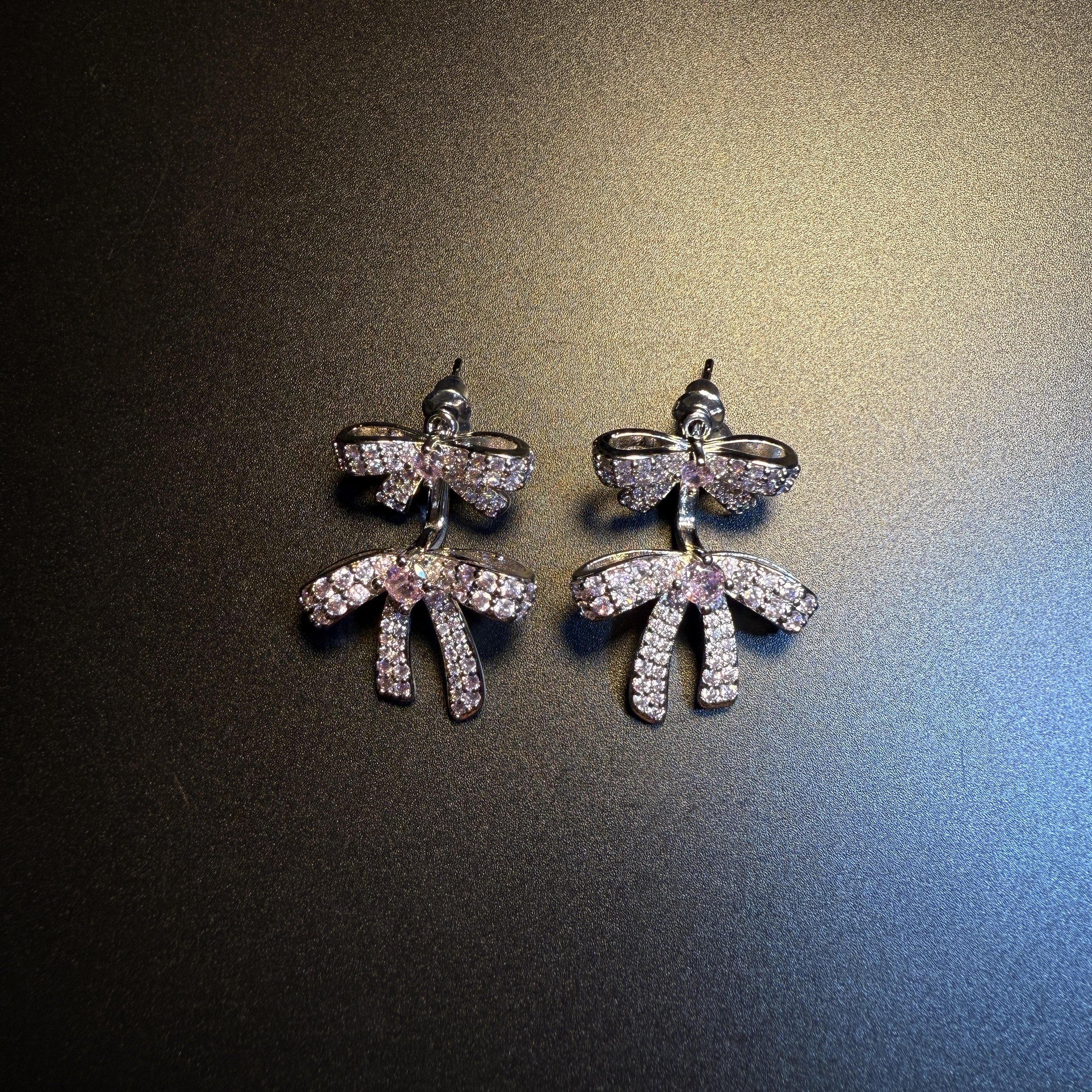 开花的橄榄 Vintage古着 Lilac Bow粉色锆石蝴蝶结耳钉 耳环 耳饰,淘宝优惠券,粉丝福利购,淘宝优惠卷