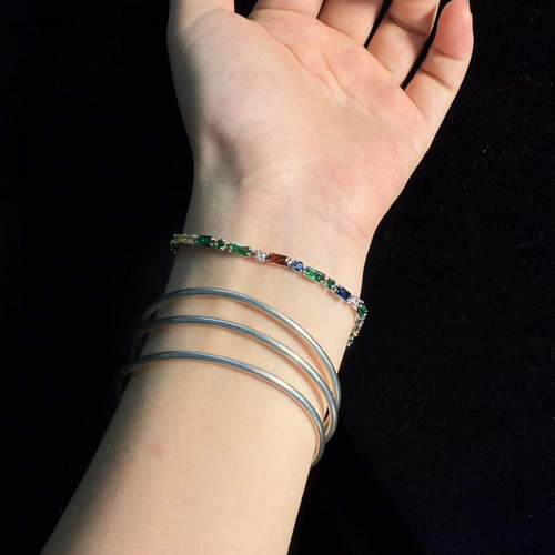 开花的橄榄 Vintage古着 Chic Bracelet彩色锆石手链 - 图0
