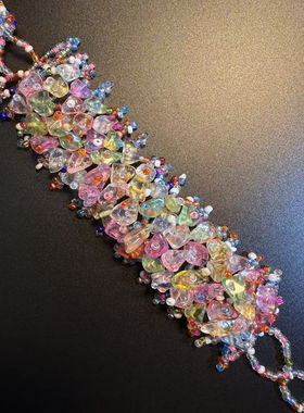 开花的橄榄 Vintage古着 Pastel Bead Bracelet彩色串珠编织手链