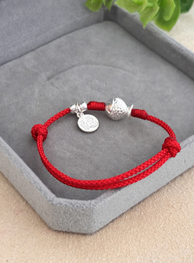 925足银福牌转运锦鲤鱼红绳手款男女儿童手绳