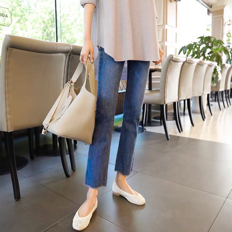 烟管直筒秋季2022年新款高腰牛仔裤 纳祥鸟牛仔裤