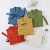 Летний тонкий хлопковый марлевый быстросохнущий банный халат, для салонов красоты