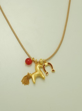 2025新款小众设计小马桑尼吊坠时尚情侣项链女配饰生肖马长毛衣链