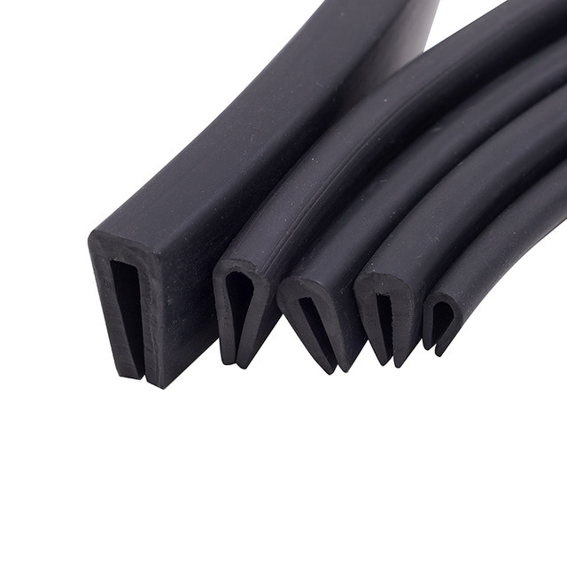 U-shaped rubber edge-covered steel plate protective slot strip Glass inlay sealing strip Rubber anti-collision strip