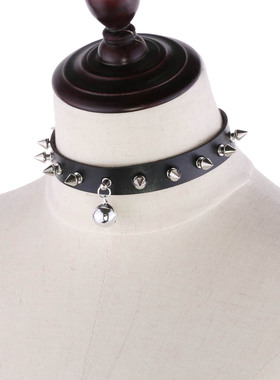 pu皮质情侣哥特小铃铛项链个性
