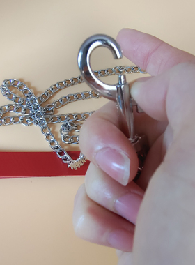 红色牵引绳女朋克圆环项圈夜店