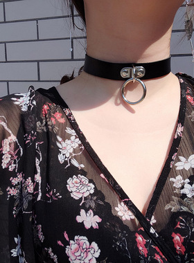 哥特朋克吊坠圆环项圈项链cos