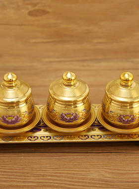 纯黄铜莲花佛前圣水杯供杯