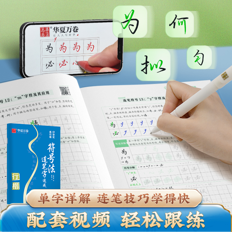 口诀化练行楷华夏万卷字帖练字成人初学者中大学生硬笔书法控笔训练字行书入门行楷教程女生成年练字男字帖大气漂亮零基础临摹全套-图1