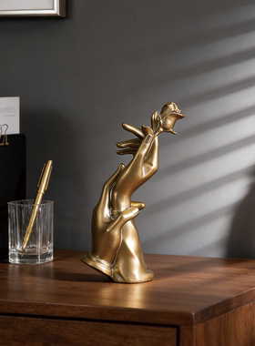 简约欧式金色手掌玫瑰树脂摆件