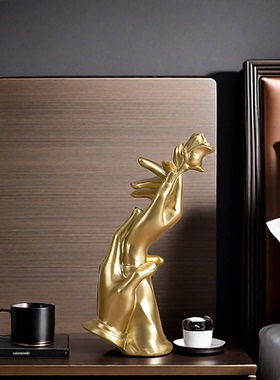 现代欧式金色双手献花装饰摆件