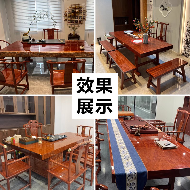 奥坎实木原木大板茶桌黑檀茶台餐桌老板办公桌巴花大板桌现货清仓