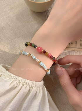 高弹力轻奢小众精致仿绿松石手串