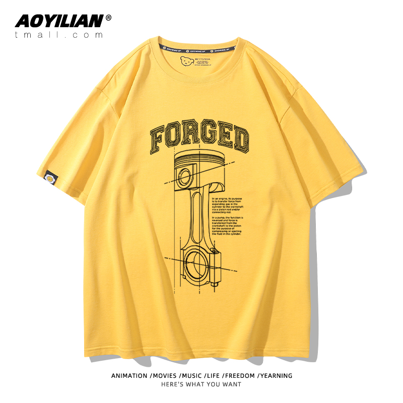 复古点活塞涡轮印花男女短袖t恤 澳伊恋T恤