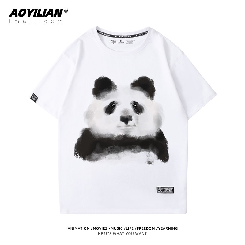 panda国宝胖达我爱中国半袖短袖 澳伊恋T恤