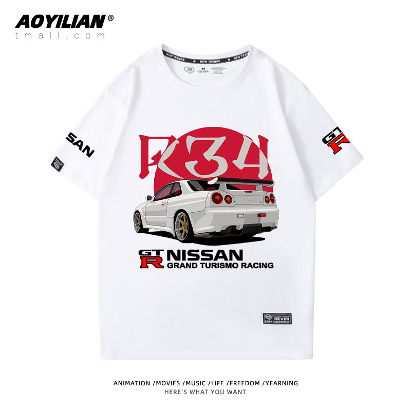 日产尼桑gtr战神r35r34短袖t恤衫 澳伊恋T恤