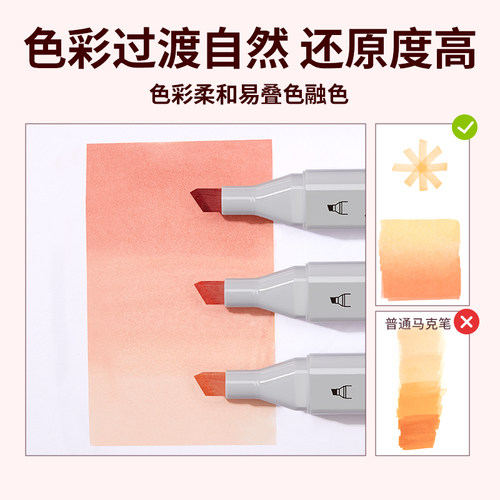 Touchmark肤色马克笔单支12/24色学生美术专用动漫绘画肉色动漫皮肤色自选画笔双头速干油性水彩笔漫画套装 - 图1