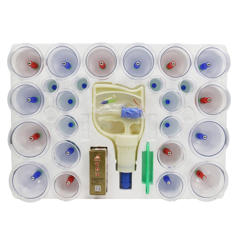 国医研拔罐器家用拔罐器24罐拔火罐抽气式真空罐负压加厚家用拔罐-图0