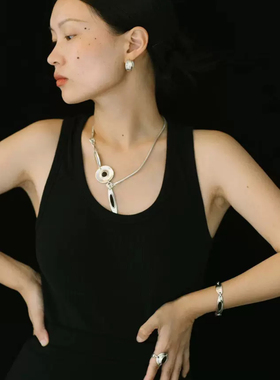 时尚水滴陨石圆盘锁骨链