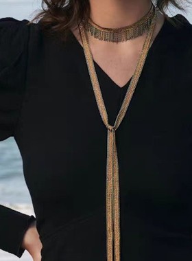 MLC流苏长项链编织女秋冬轻奢小众高级感时尚毛衣链