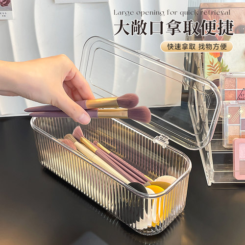 化妆刷收纳盒防尘带盖桌面美妆蛋腮红眉笔化妆品置物架粉扑刷子筒 - 图2