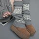 Autumn and winter thickened and warm Fair Isle style socks for girls