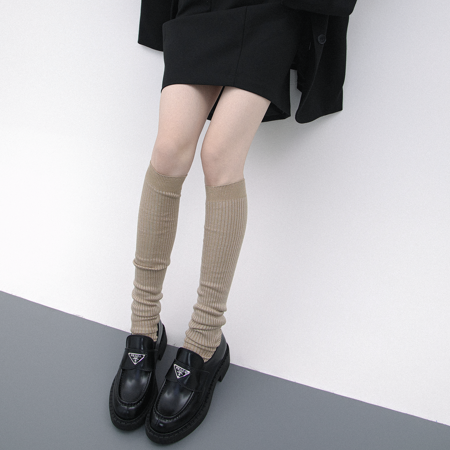 SS2L夏秋miu场纯色双针亮丝流光小腿袜薄款过膝长筒袜子堆堆袜女,淘宝优惠券,粉丝福利购,淘宝优惠卷