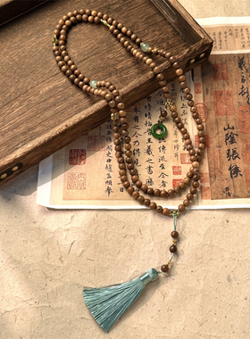 新中式香樟崖柏鸡翅木国风斜挎链