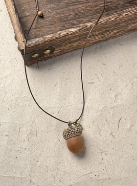 天然植物橡果简约森系项链