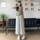 棉锦印象2025夏季新款肌理感纸片八分休闲山本裤直筒宽松阔腿裤女