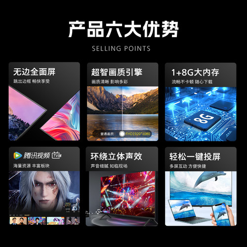 新品一级飞利浦43英寸1080P全面屏智能家用液晶护眼电视机PFF6571 - 图0