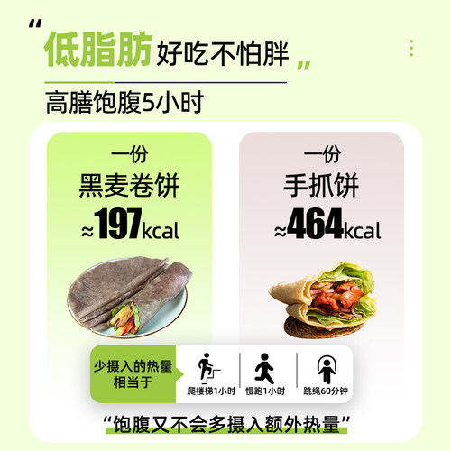 全麦荞麦卷饼饼皮杂粗粮煎饼无糖精减0低脂乔麦早餐主食手抓春饼-图0