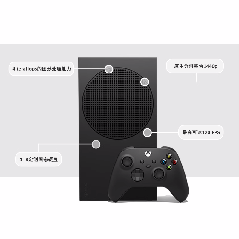 微软 Xbox Series S 1TB 磨砂黑 家用游戏机 家庭娱乐黑色XSS主机 - 图0