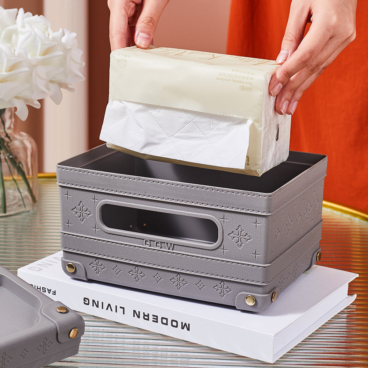 纸巾盒抽纸盒茶几收纳遥控器家用客厅创意轻奢高档餐巾网红多功能