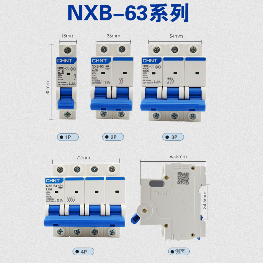 正泰NXB断路器家用空开总开电闸63a100a125A 1P2P3P4P32A开关DZ47 - 图0