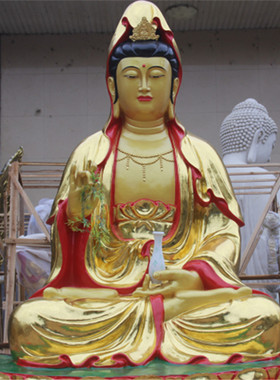 树脂寺庙鎏金彩绘观音菩萨佛像