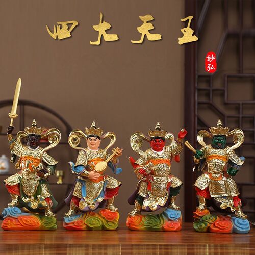 厂家直销树脂四大天王19寸48厘米古彩四大天王佛像托塔李天王神像 - 图0