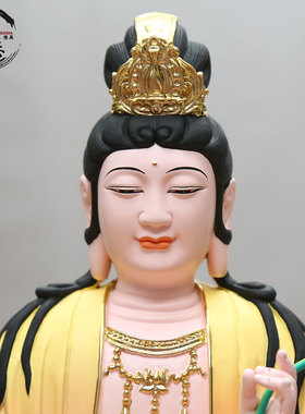 树脂粉彩西方三圣供奉鎏金佛像