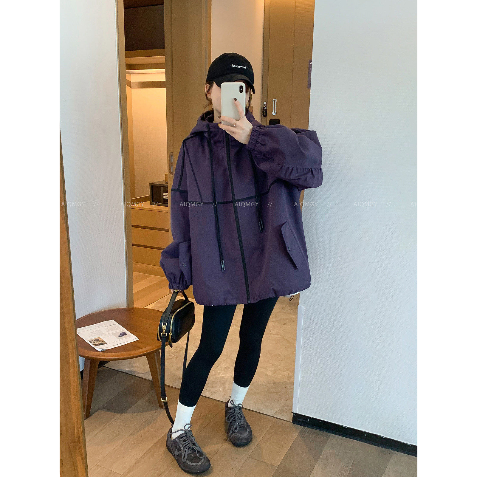 爱情魔鬼鱼 杏色高级感连帽冲锋衣女2025年秋冬夹棉宽松休闲外套,淘宝优惠券,粉丝福利购,淘宝优惠卷