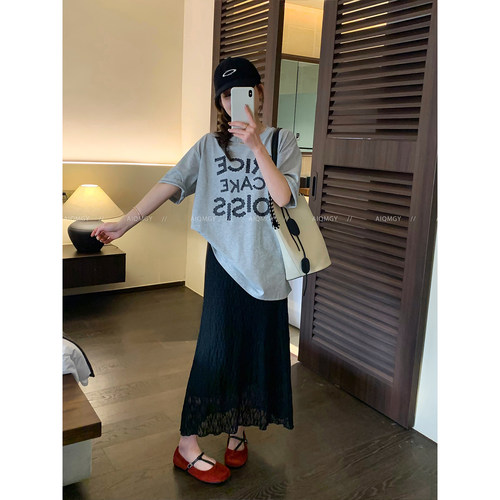 爱情魔鬼鱼 短袖圆领字母印花T恤女2026夏季新款时尚宽松显瘦上衣 - 图3